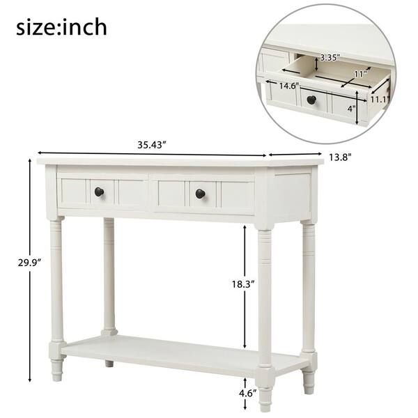 White Rectangle Wood Console Table, 36 Inch Console Table White