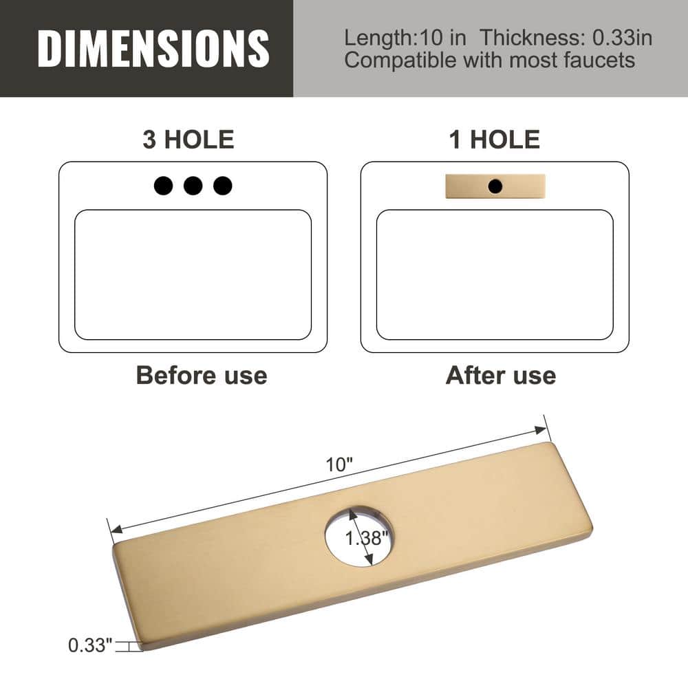 10 Inch Gold Stainless Steel Kitchen Faucet Deck Plate