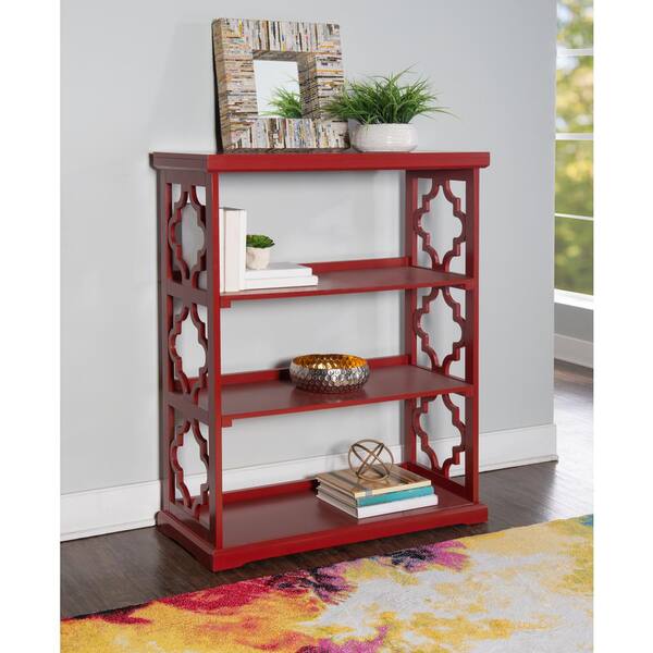 Red Wood 3 Shelf Standard Bookcase, Carson 3 Shelf Bookcase Espresso Machine