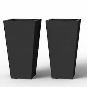 14 in. Black Plastic Self-Watering Square Planter with Drainage Holes (14 in. L x 14 in. W x 28 in. H) 2-Pack