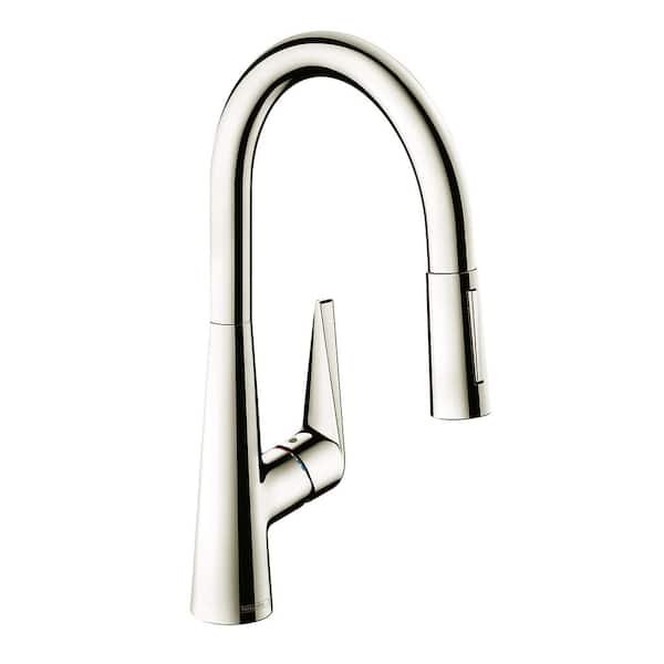 Hansgrohe Talis S Single-Handle Pull Down Sprayer Kitchen Faucet with QuickClean in Polished Nickel