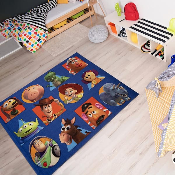 Toy Story Squares Multi-Colored 4 ft. x 6 ft. Novelty Indoor Area Rug