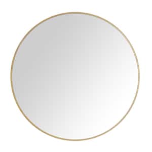 Avon 24 in. W x 24 in. H Round Stainless Steel Framed Wall Bathroom Vanity Mirror in in Brushed Gold