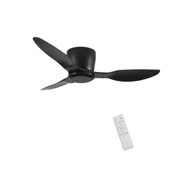 FIRHOT 40 in. Smart Indoor/Outdoor Low Profile Black Ceiling Fan for ...