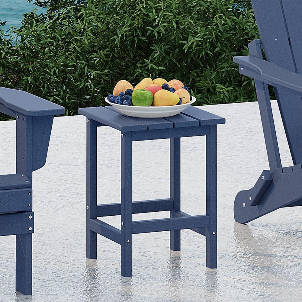 Navy Blue Square HDPE Outdoor Side Table