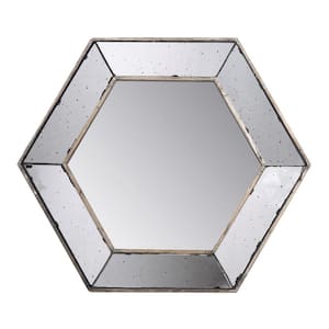 21 in. W x 18 in. H Hexagon Novelty Wood Frame Traditional Silver Wall Mirror