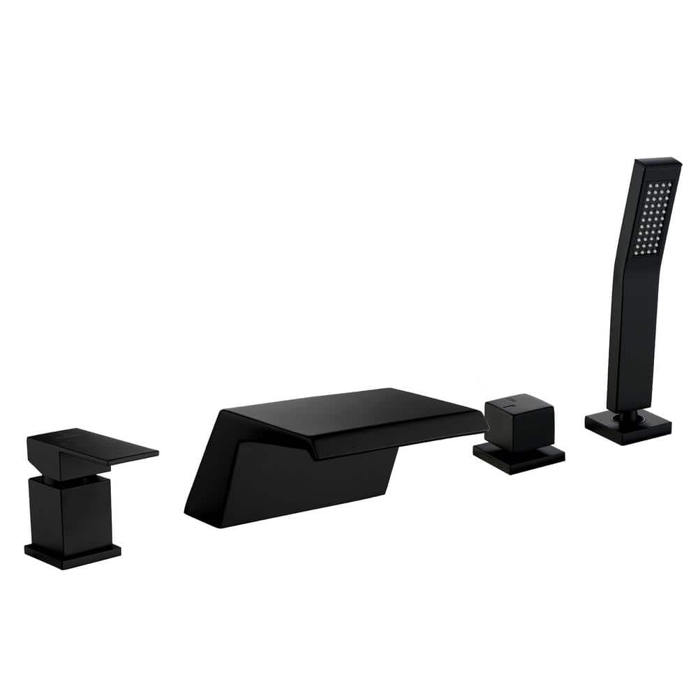 Single-Handle Tub Deck Mount Roman Tub Faucet with Hand Shower and Water Su