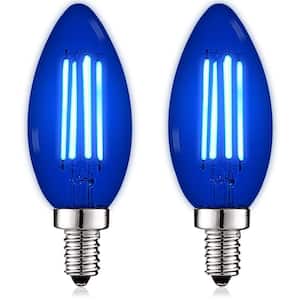 40-Watt Equivalent B11 LED Blue Light Bulb, 4.5-Watt, Colored Glass Candelabra Bulb, UL Listed, E12 Base (2-Watt)