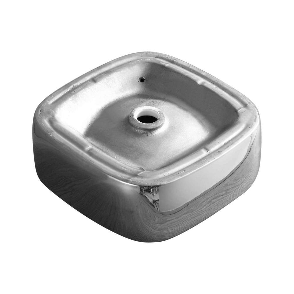 Chrome High Gloss Ceramic Square Vessel Sink