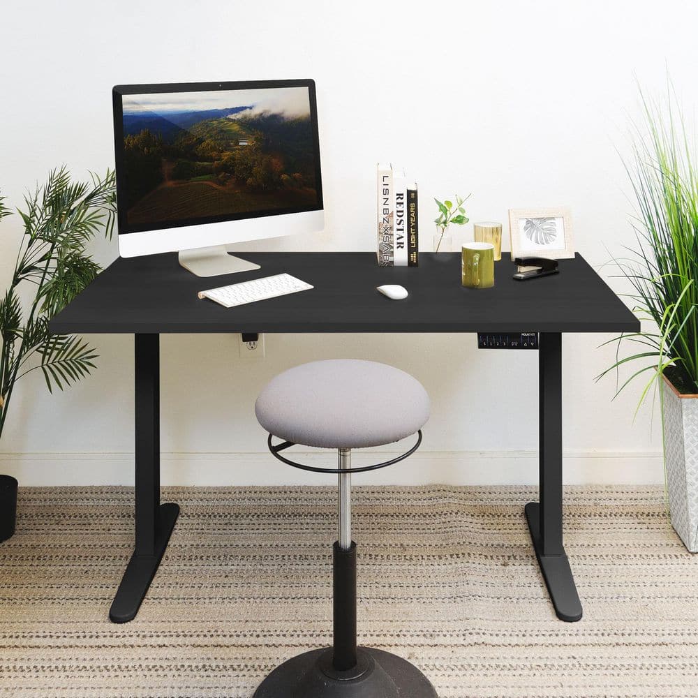 55 in. Rectangular Black Tabletop Dual Motor Electric Standing Desk with Black Base price history on PriceWatchPro