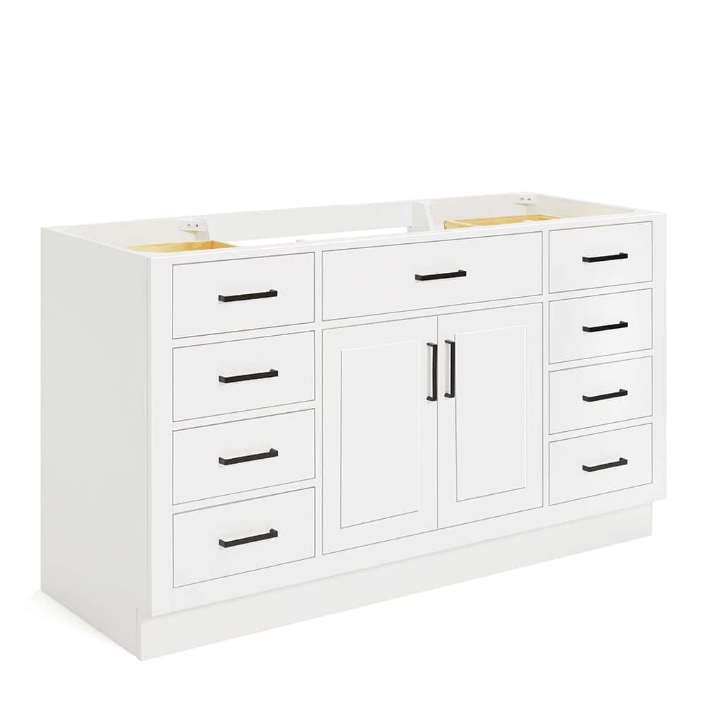 60'' White Hardwood Single Freestanding Bathroom Vanity Base