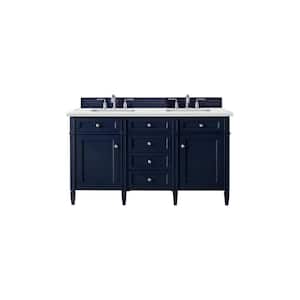 Brittany 60.0 in. W x 23.5 in. D x 34 in. H Bathroom Vanity in Victory Blue with Ethereal Noctis Quartz Top