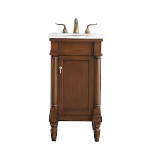 Simply Living 18.5 in. W x 19 in. D x 35 in. H Bath Vanity in Walnut with Ivory White Engineered Marble