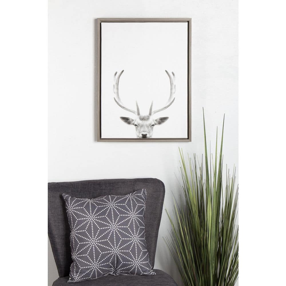 Gray Framed Deer Antlers Canvas Wall Art for Kids