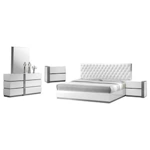 Seville (5-Piece) White/Gray Modern King Bedroom Set