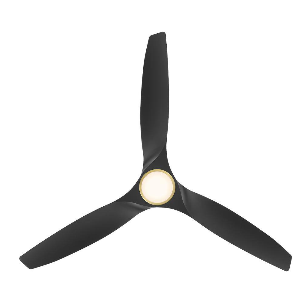 Soft Brass and Matte Black 62" Smart Ceiling Fan with LED Light and Remote