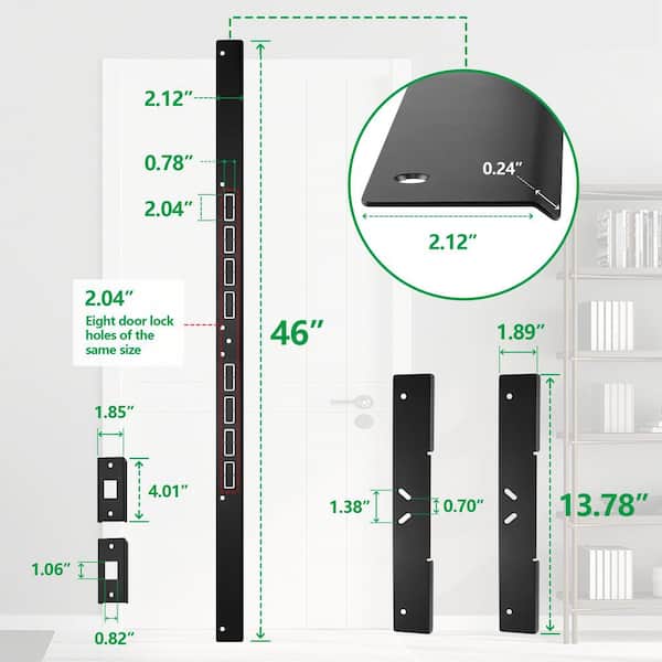 Angel Sar - 46" Heavy Duty Door Reinforcement Set, Door Frame Included 9/64" Long Drill Bit & Door Seal for Jamb Frame & Hinges