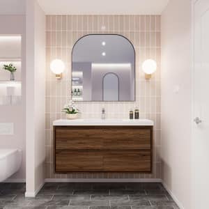 Sage 47 in. W Bath Vanity in Rosewood with Reinforced Acrylic Vanity Top in White with White Basin
