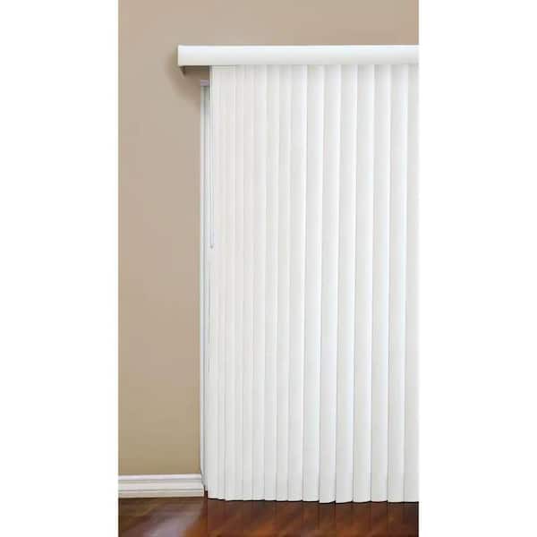 PRIVATE BRAND UNBRANDED True-to-Size 78 in. W x 84 in. L White Cordless Room Darkeing Embossed Vertical Blinds with 3.5 in. Slats