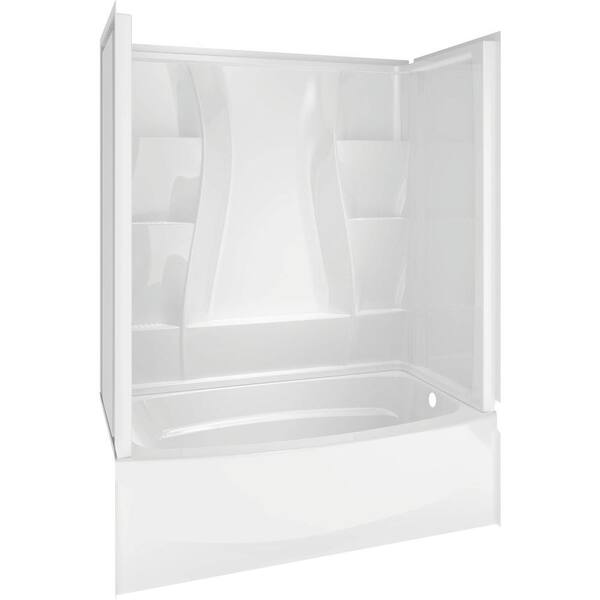 Delta Classic 400 Curve 60 In W X 60 In H Three Piece Direct To Stud Tub Surrounds In High Gloss White 40204 The Home Depot