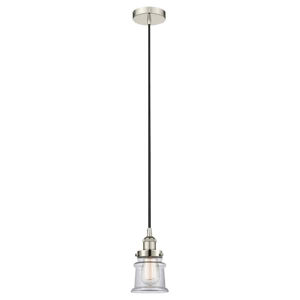 Innovations Canton 60-Watt 1-Light Polished Nickel Standard Mini Pendant Light with Clear Glass Shade, No Bulbs Included