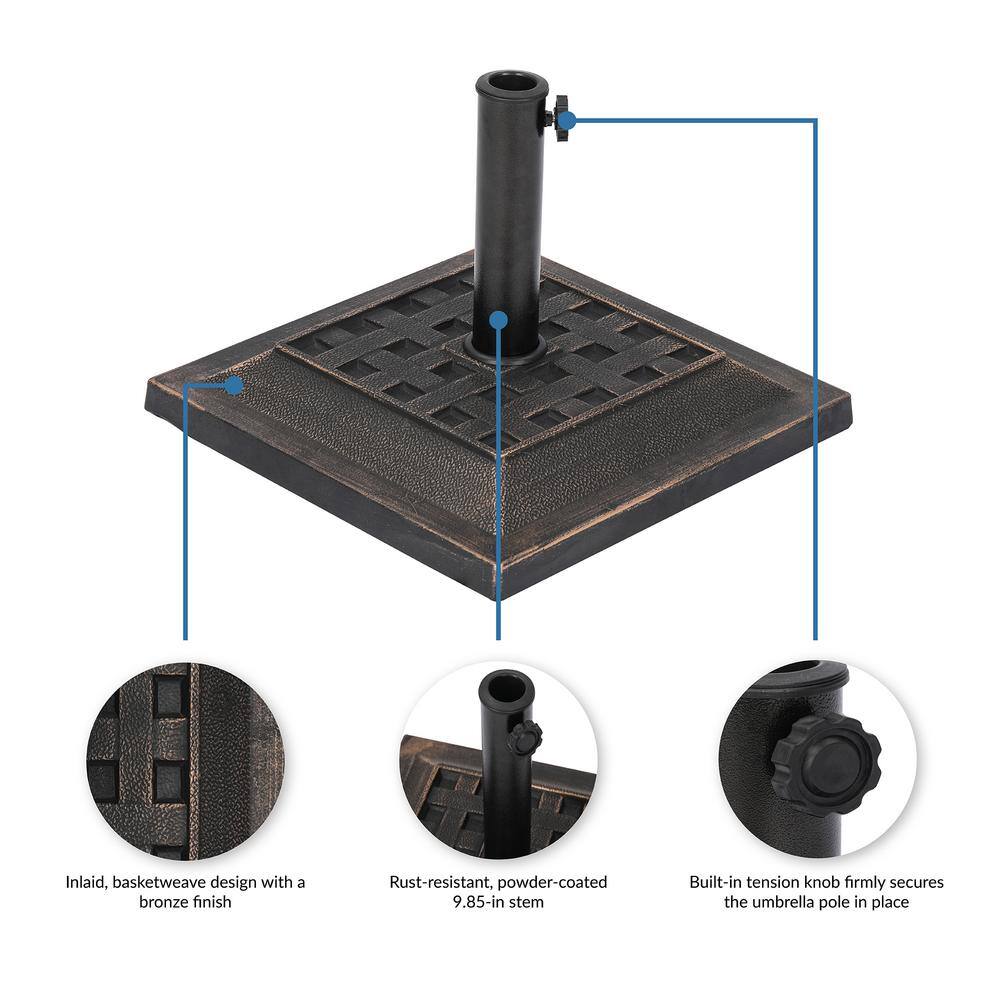 Bronze 26-lb Square Resin Umbrella Base with Metal Stem