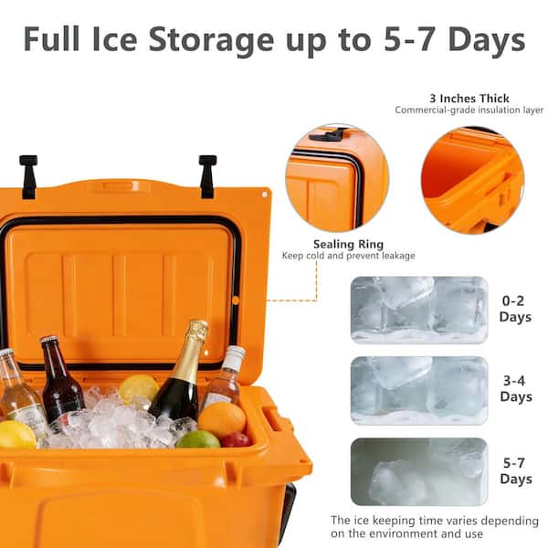 25 qt. Orange Portable Hard Cooler w/ Bottle Opener and Cup Holder