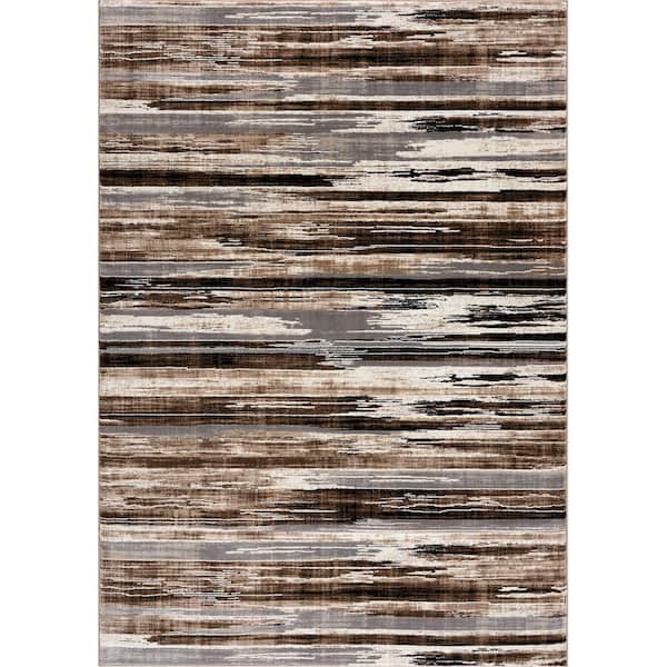 Montage Beige 2 ft. 3 in. x 6 ft. (2 ft. x 6 ft.) Modern Abstract Doormat Area Rug Entrance Floor Mat