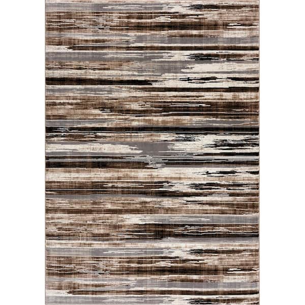 Rug Branch Montage Collection - Modern Runner Rug (4x6 feet) Abstract - 3'9" x 5'9", Beige