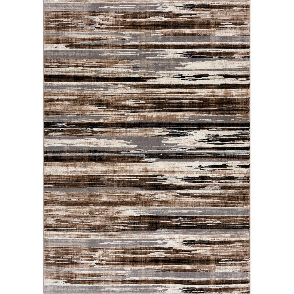 Montage Rug Rug Branch Montage Beige 5 ft. x 5 ft. Round Modern Abstract ...