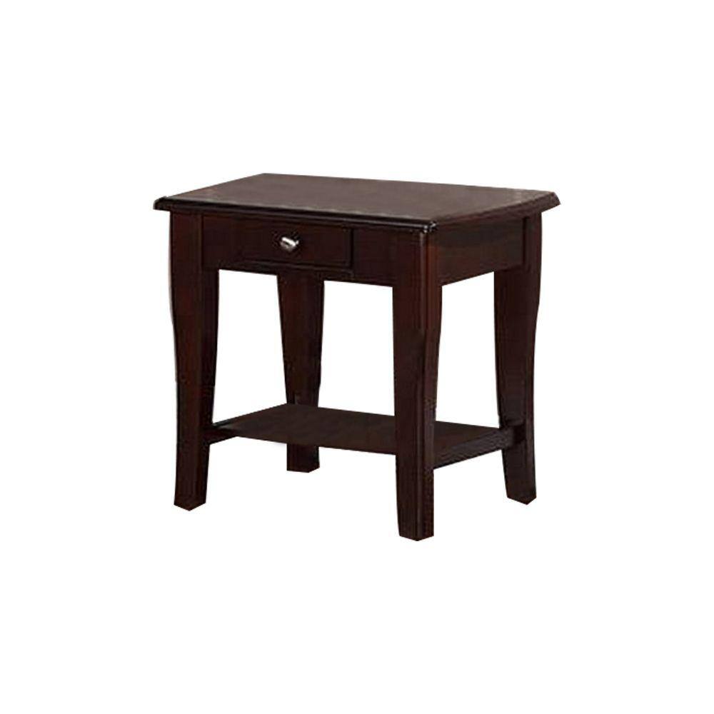 Benjara 22 in. Cherry Oak Brown Other Wood End Table with 1Drawer and