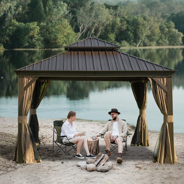 domi outdoor living 12 ft. x 12 ft. Aluminum Hardtop Gazebo with