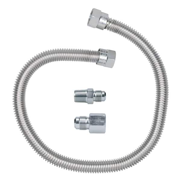 Cambridge 1/2 in. OD x 1/2 in. MIP x 1/2 in. FIP x 24 in. Stainless Steel Standard Gas Connector (85,000 BTU)