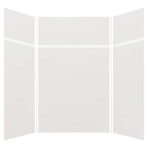 Expressions 60 in. x 60 in. x 96 in. 4-Piece Easy Up Adhesive Alcove Shower Wall Surround in Grey