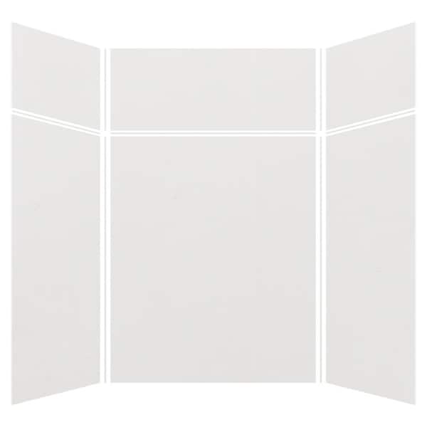 Transolid Expressions 60 in. x 60 in. x 96 in. 4-Piece Easy Up Adhesive Alcove Shower Wall Surround in Grey