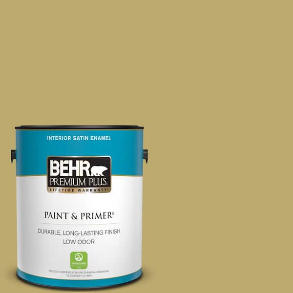 BEHR PREMIUM PLUS 1 gal. #370F-5 Coriander Seed Satin Enamel Low Odor Interior Paint & Primer