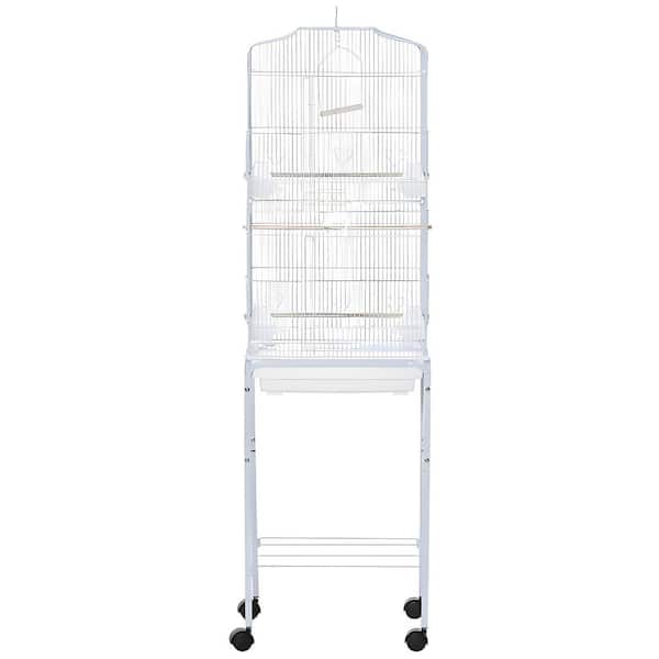 60 in. White Steel Rolling Aviary-Ideal for Budgies and Small Parrots, Bird House, Bird Cage