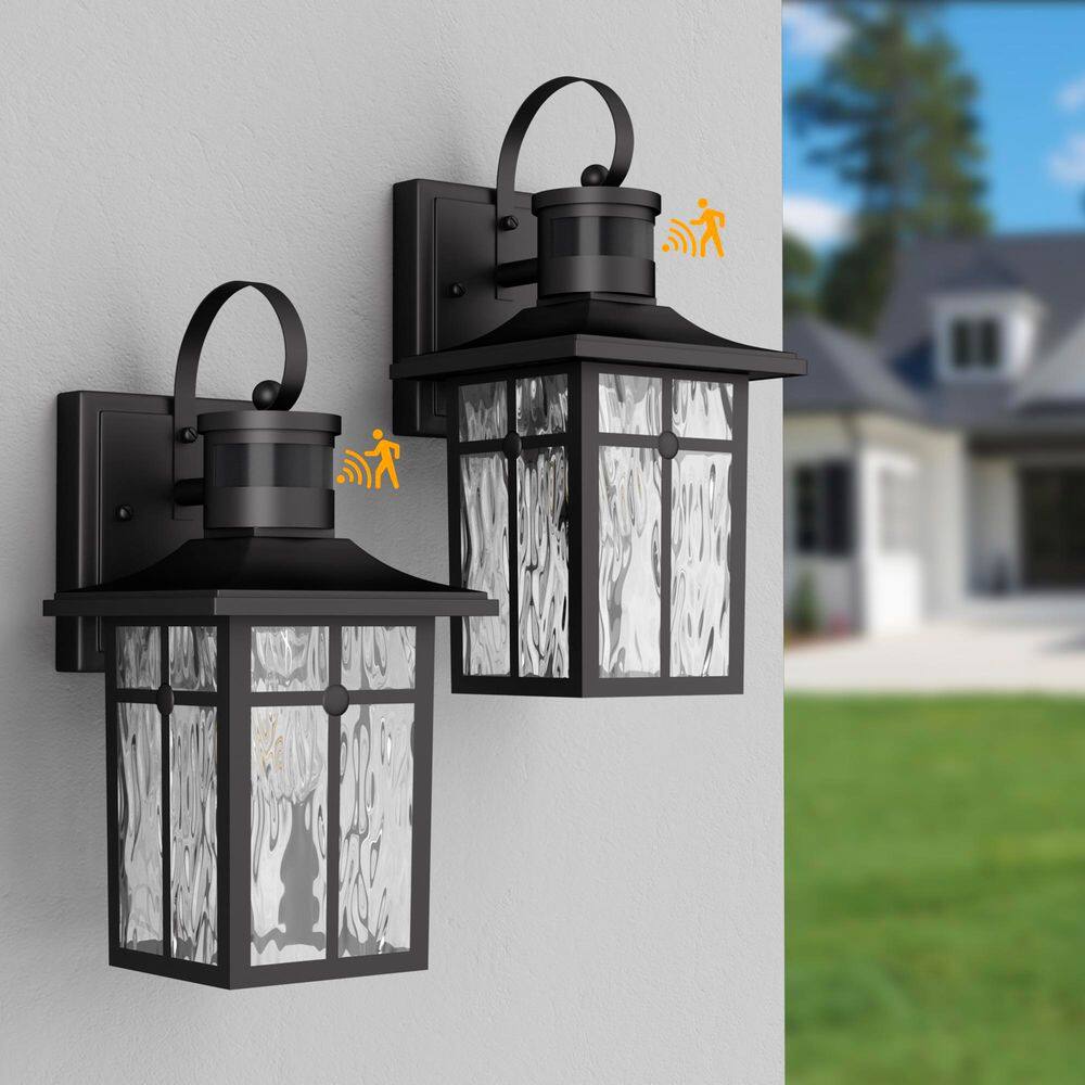 13 in. 1-Light Black Modern Aluminum Motion Sensor ETL Outdoor Sconces No Bulbs Included (Set of 2) price history on PriceWatchPro