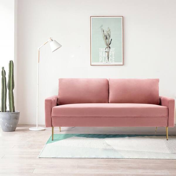 Uixe 70 In Blush Velvet 2 Seater Loveseat Sofa FOP SFQD1020 The Home 