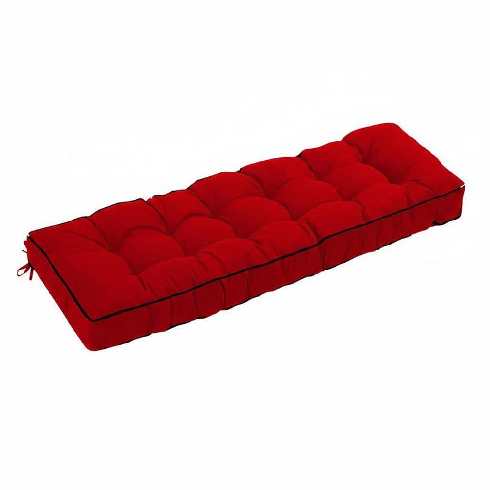 63 in. x 20 in. Outdoor Tufted Bench Cushion for Patio Furniture, Wicker Settee Loveseat Seat Cushion in Red