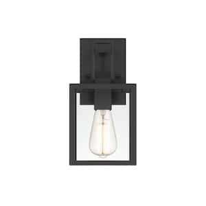 Preston 11.75 in. 1-Light Matte Black Modern Outdoor Hardwired Wall Lantern with No Bulbs Included