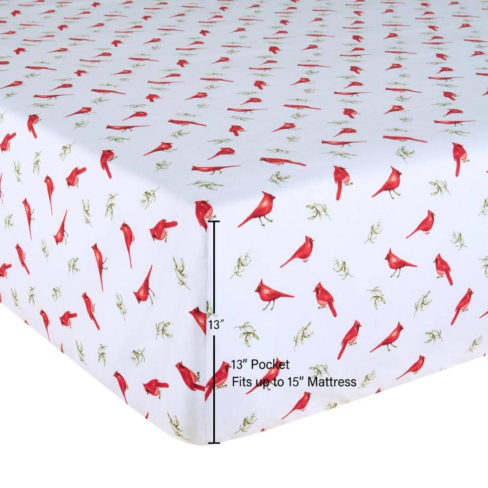 Snow Birds White Microfiber Queen Sheet Set