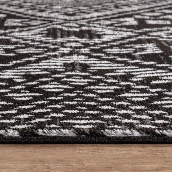 Tribal Pattern Black 2 ft. 3 in. x 12 ft. Runner Rug
