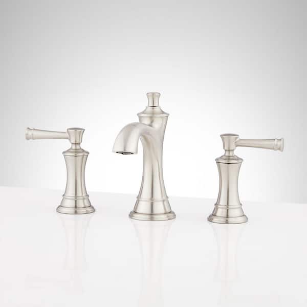 SIGNATURE HARDWARE Beasley 8 in. Widespread 1.2 GPM Double Handle Bathroom Faucet in Brushed Nickel