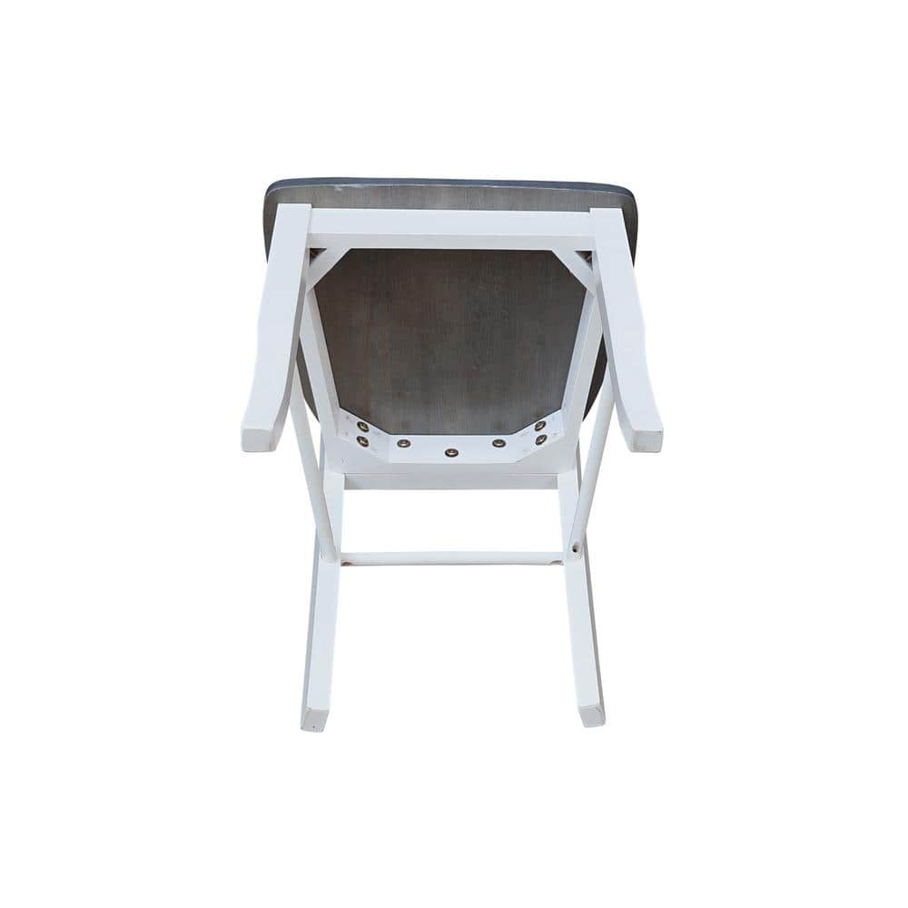 White and Heather Gray High Ladderback Solid Wood Side Chair