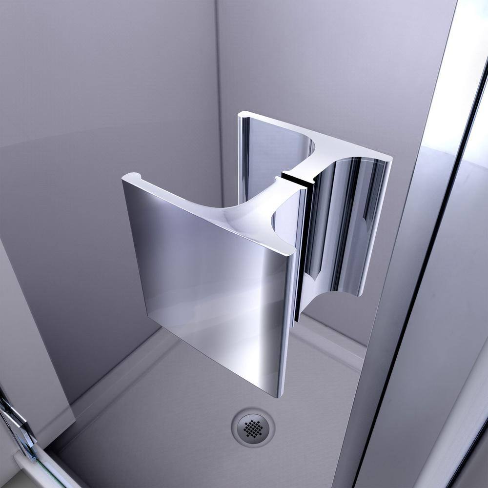 Lumen 40-41" Frameless Clear Glass Pivot Shower Door with Black Hardware