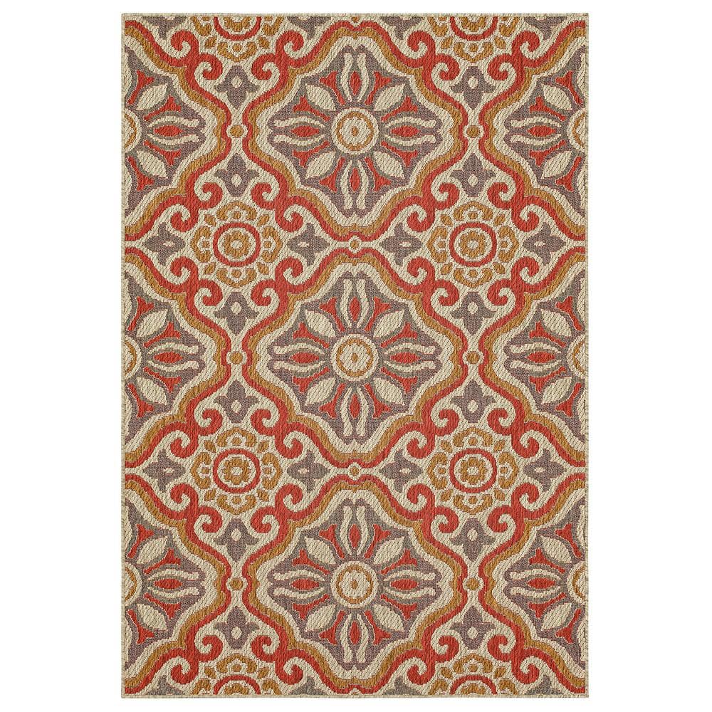 Mohawk Home Sorrento Rust 8 ft. x 10 ft. Geometric Indoor/Outdoor Area Rug  790820 - The Home Depot