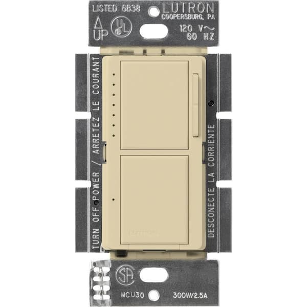 Lutron Maestro Dual Dimmer and Switch, For Incandescent Bulbs Only, 300-Watt/Single-Pole, Ivory (MA-L3S25-IV)