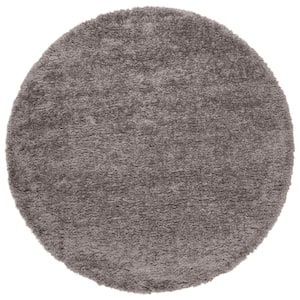 Madrid Shag Charcoal 7 ft. x 7 ft. Round Solid Area Rug