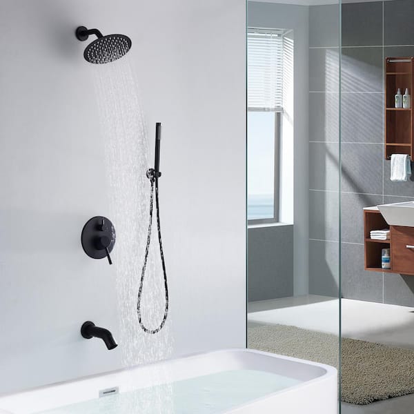 Sumerain Black Shower Faucet, online Matte Black Shower Fixtures Shower Mixer, Rough-in